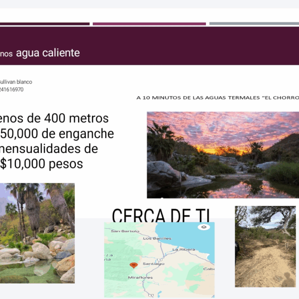 Terrenos de 400 metros Agua Caliente